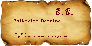 Balkovits Bettina névjegykártya